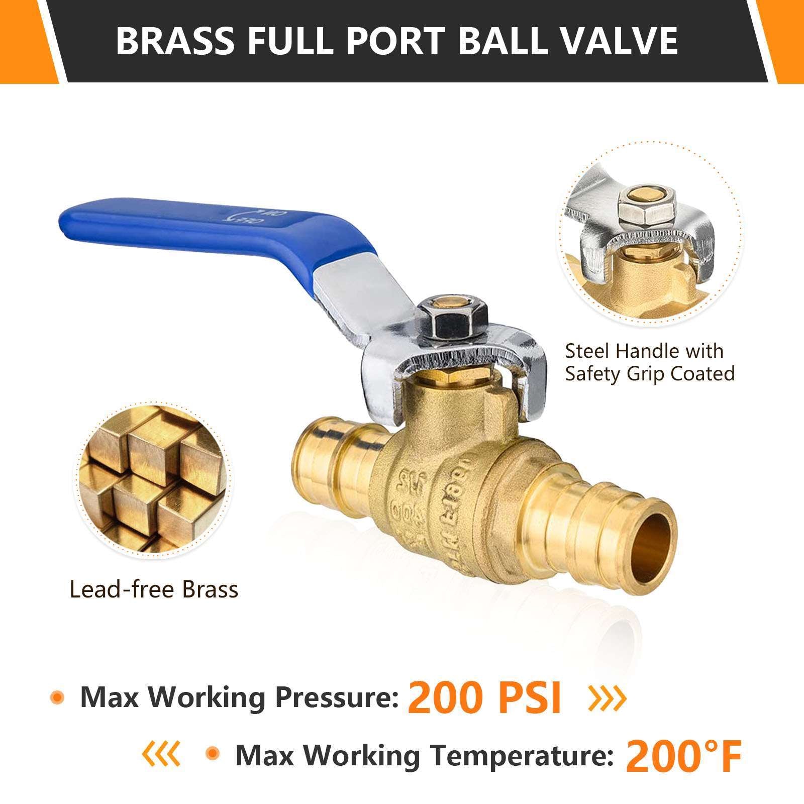 10 Pcs 1/2" PEX Expansion Ball Valve, Blue (Lead Free) Plumbingsell