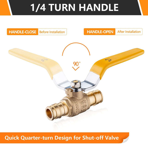 10 Pcs 1/2" PEX Expansion Ball Valve, Yellow (Lead Free) Plumbingsell