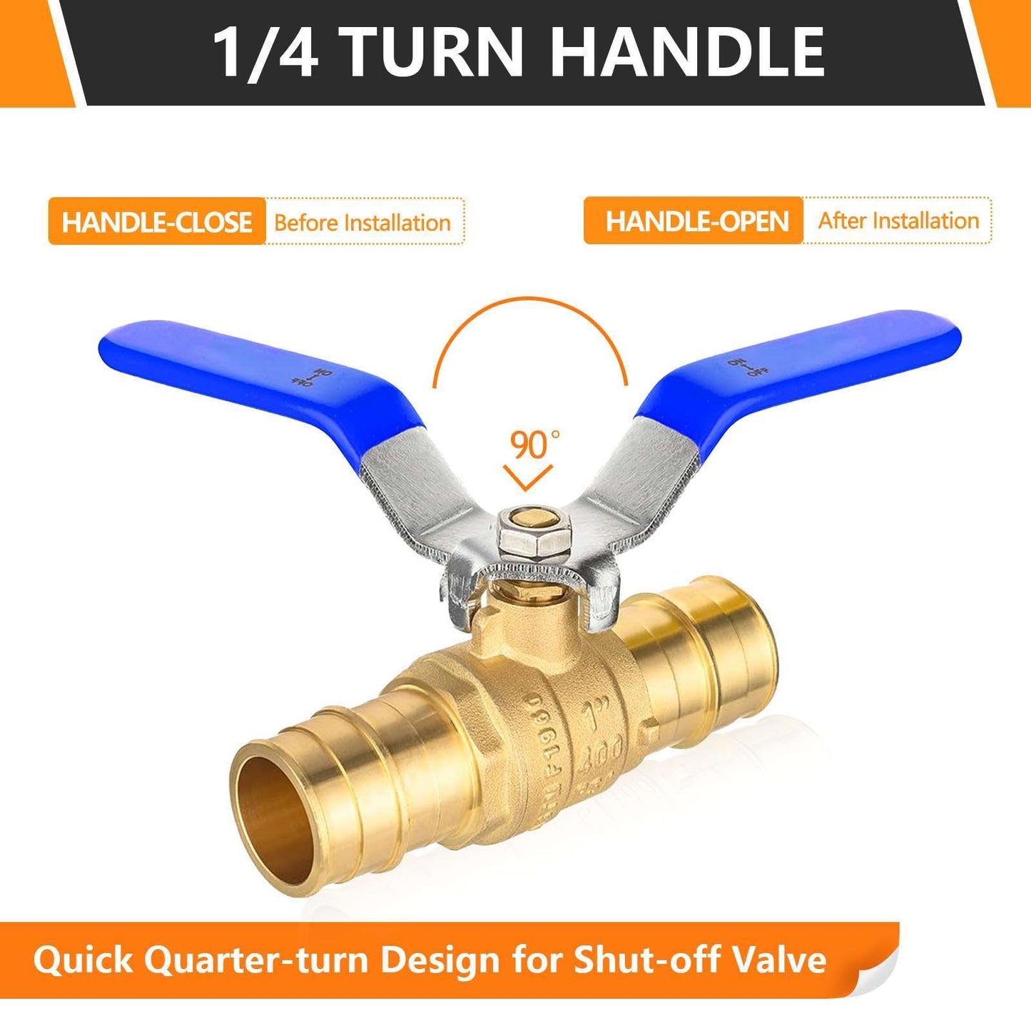 1" PEX Expansion Ball Valve, Blue (Lead Free)