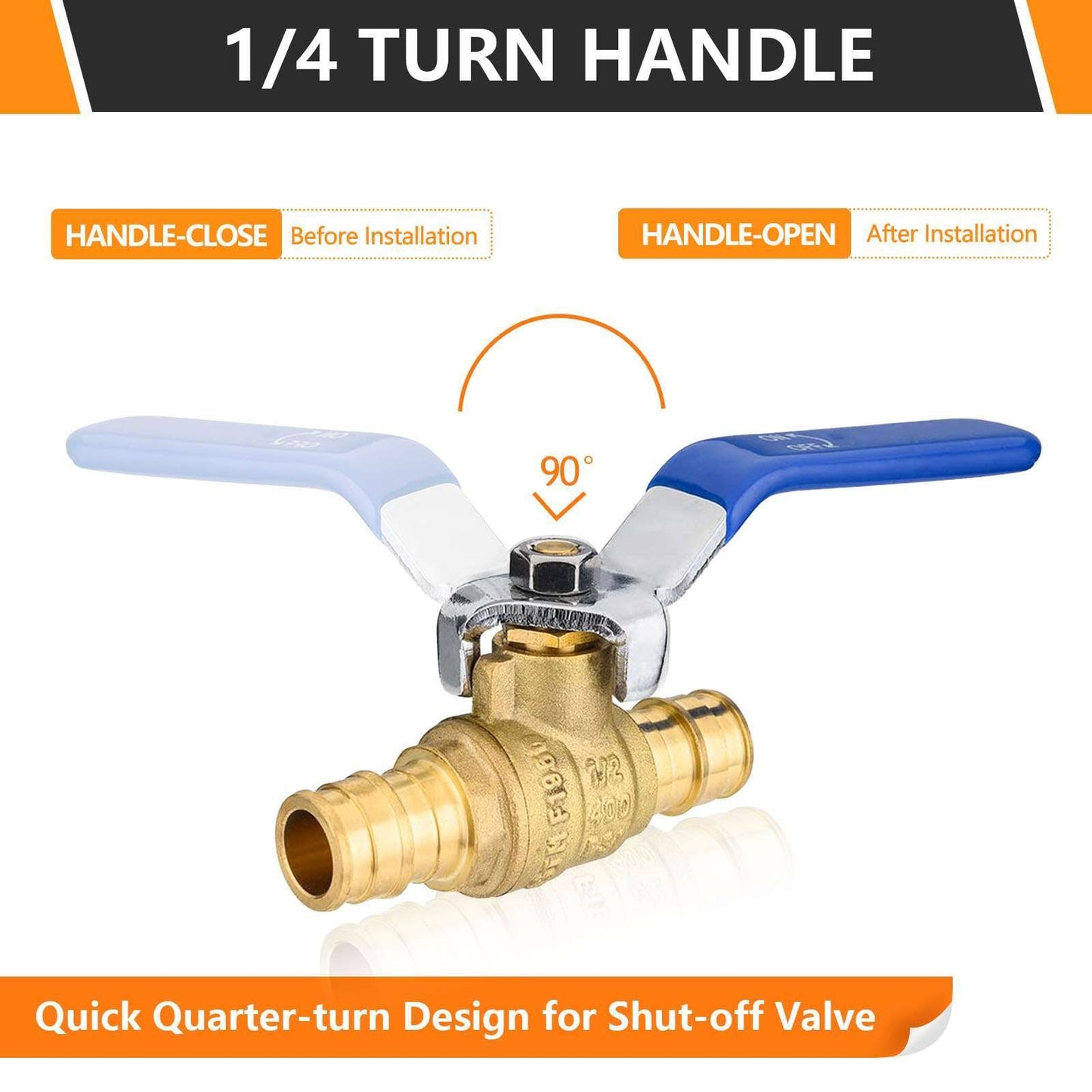 10 Pcs 1/2" PEX Expansion Ball Valve, Blue (Lead Free) Plumbingsell