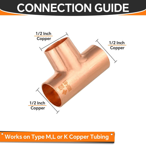 Pro 30 Pack 1/2" x 1/2" x 1/2" Copper Tee Plumbingsell