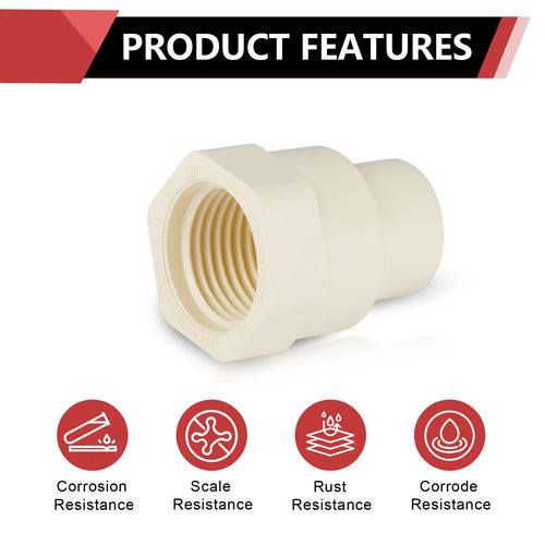 1/2" CTS CPVC Female Adapter w/Gasket (Socket x FIP)