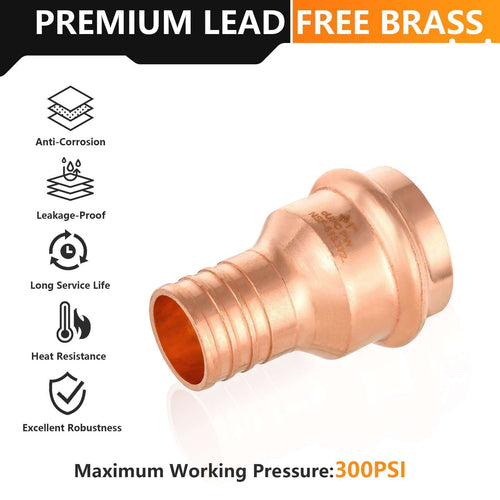1" Press Copper x 1" PEX Crimp Adapter (Lead Free)