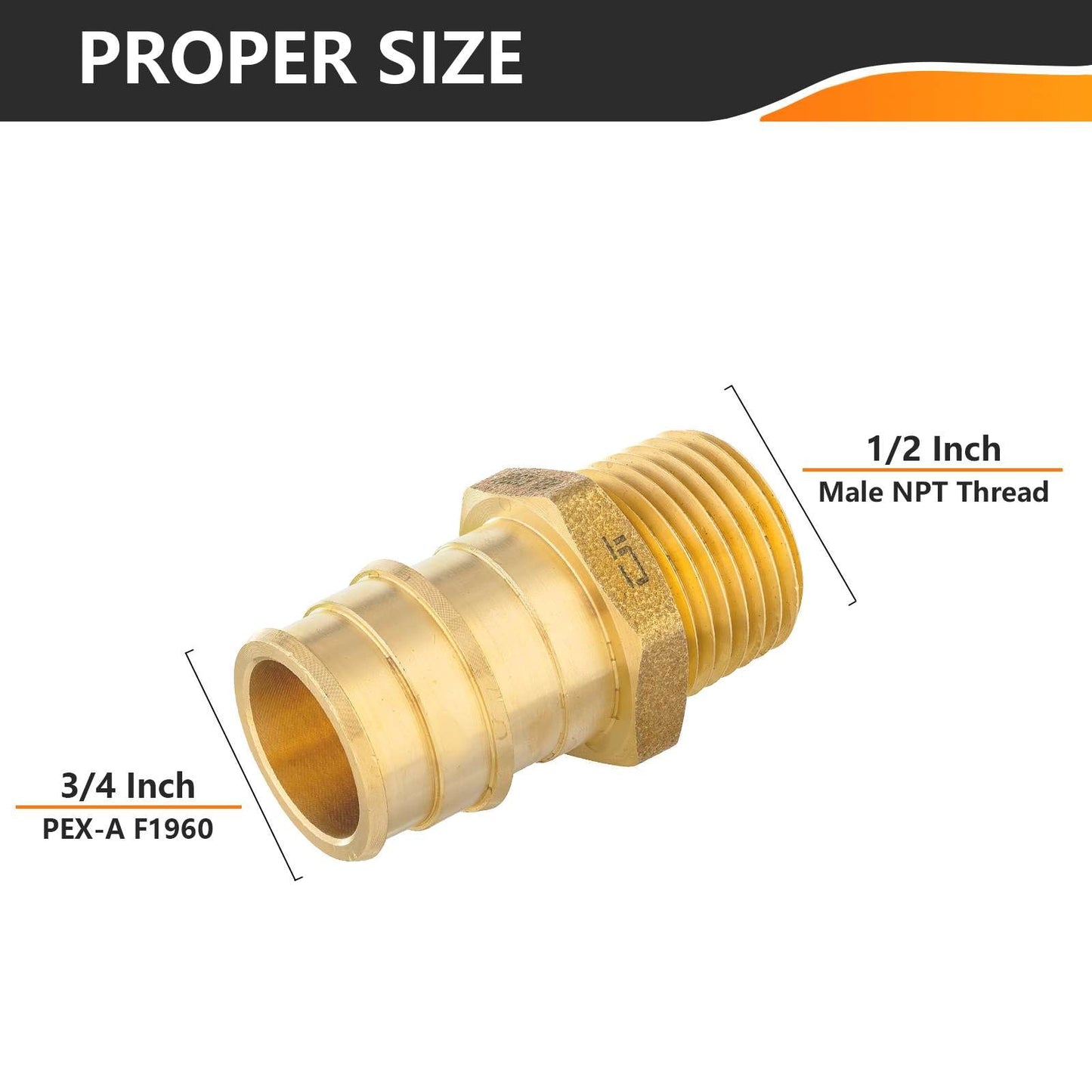 PEX A Expansion 3/4" PEX x 1/2" Male Threaded F1960 Adapter (Lead Free)