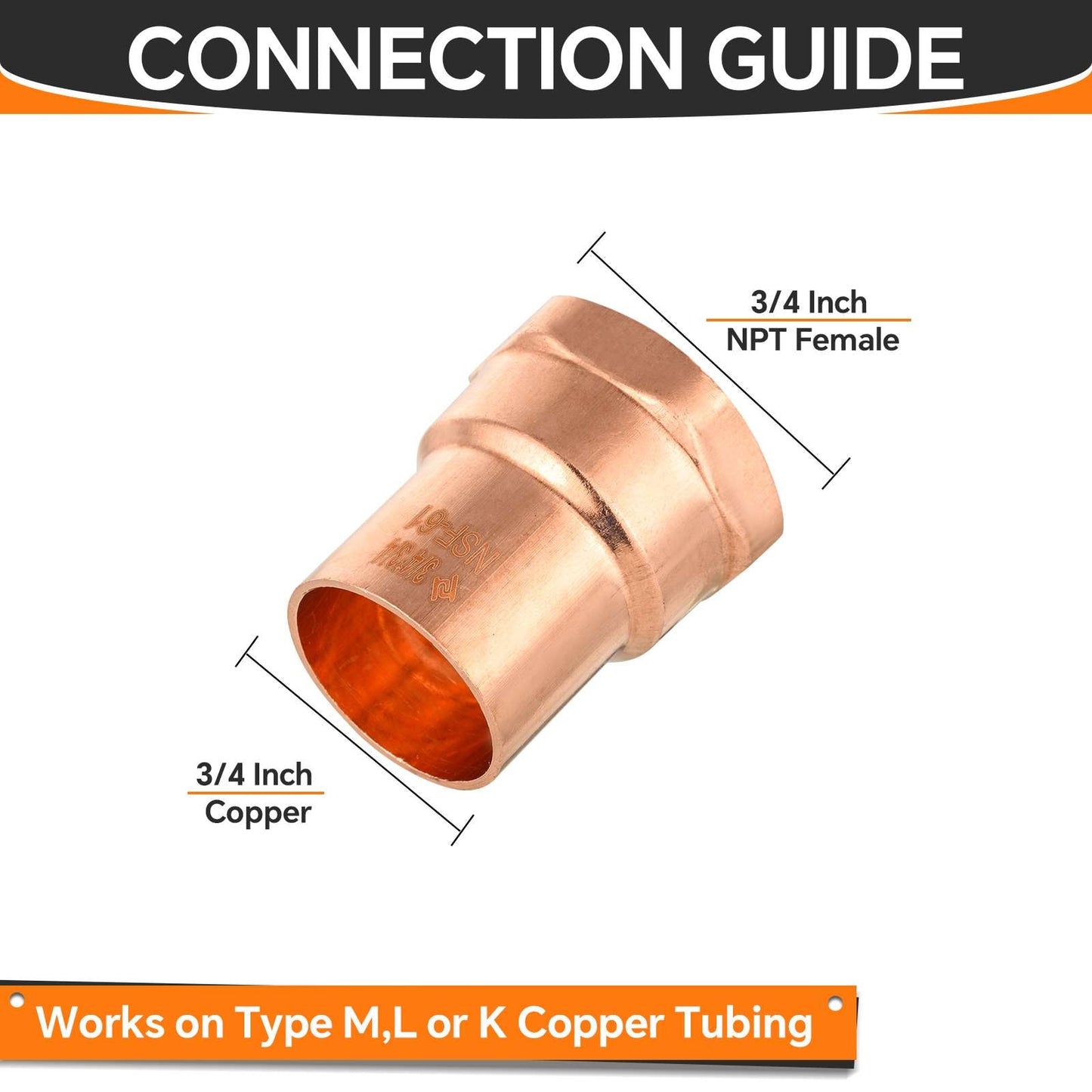 30 Pcs 3/4" C x FNPT Copper Female Adapter at Wholesale Price