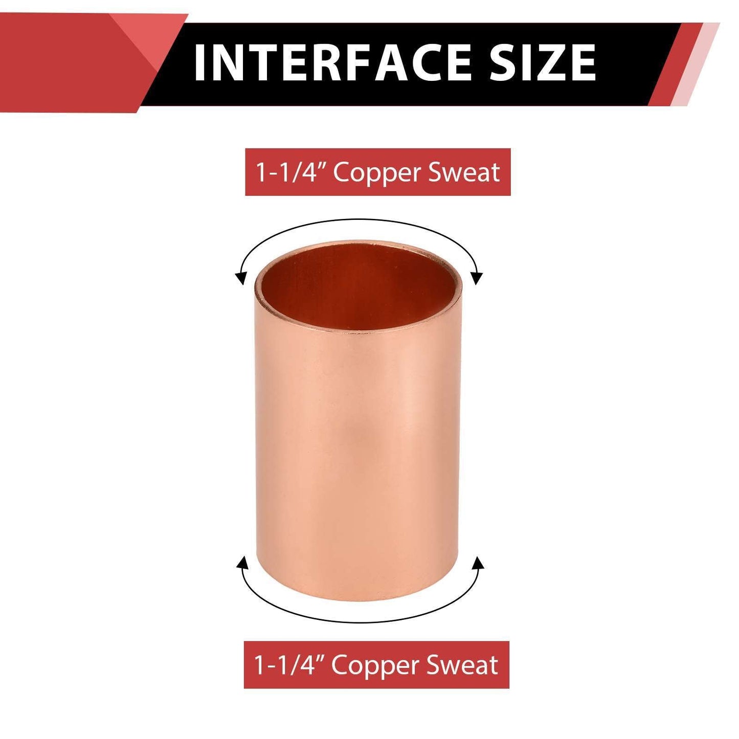 30 Pcs 1-1/4" Copper Coupling, No Stop at Wholesale Price