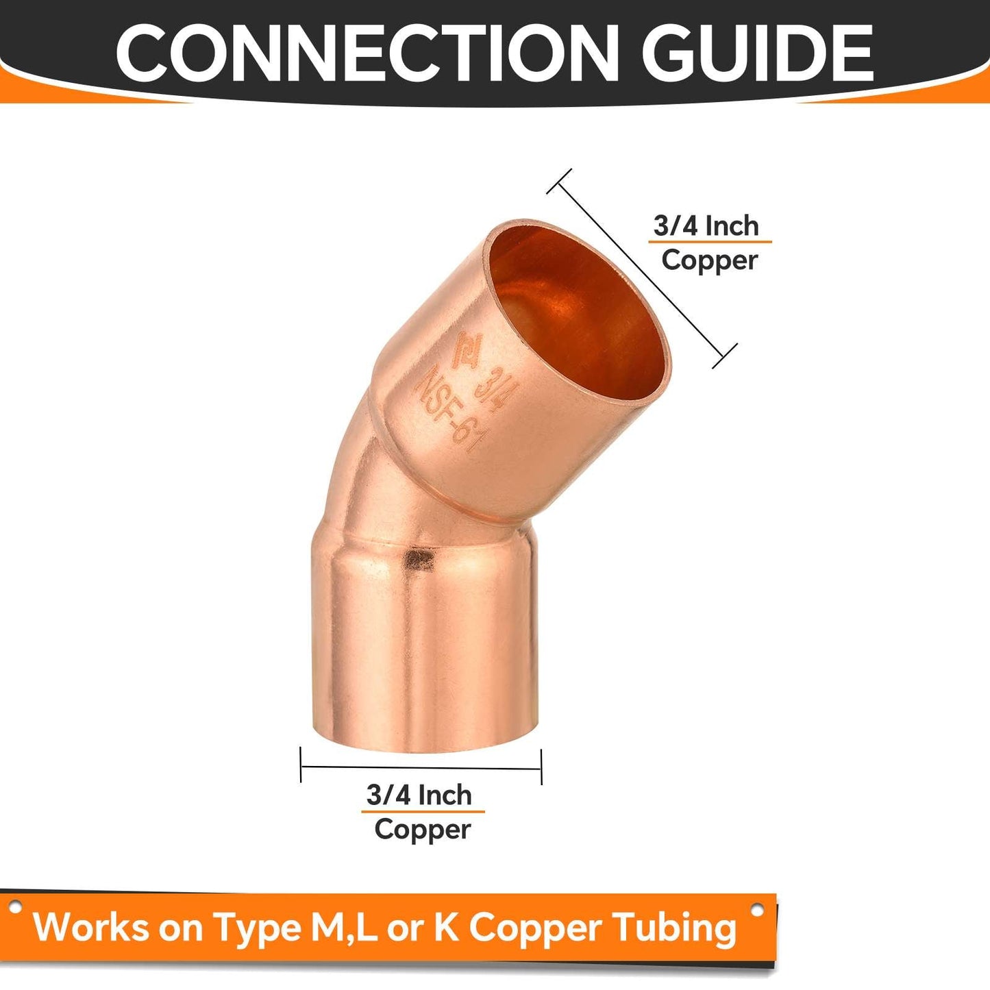 3/4" 45º Copper Elbow