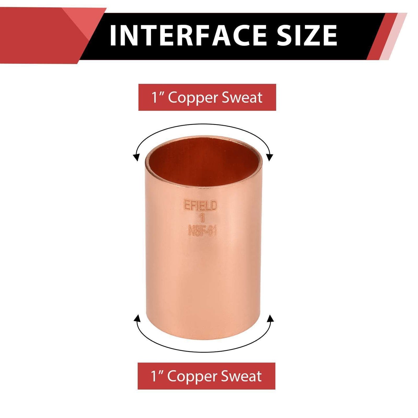 1" Copper Coupling, No Stop