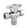 10 Pcs 1/2" PEX Expansion x 3/8" OD Compr. x 3/8" OD Compr. Dual Outlet Angle Stop Valve, 1/4 Turn (Lead Free) Plumbingsell