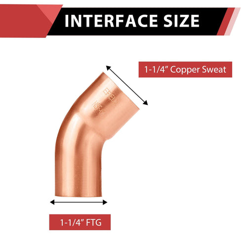 10 Pcs 1-1/4" FTG x Copper 45° Street Elbow at Wholesale Price