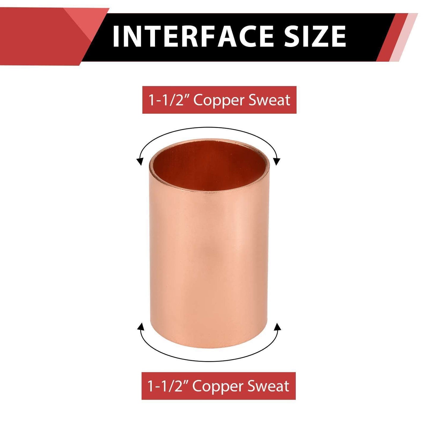 30 Pcs 1-1/2" Copper Coupling, No Stop at Wholesale Price