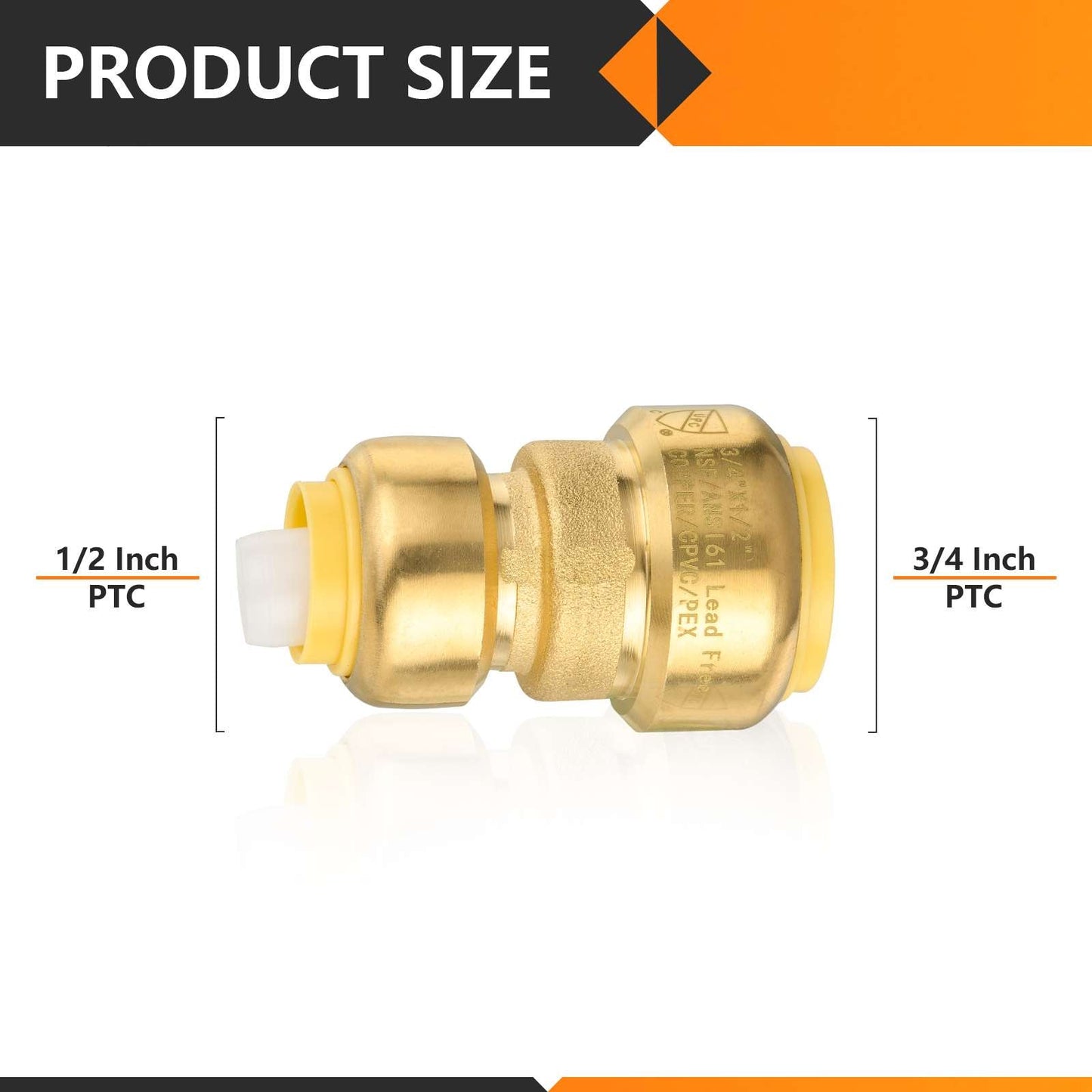 Pro 10-Pack 3/4" x 3/4" Push Fit Couplings