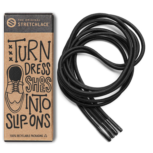 Black Round Elastic Dress Shoe Laces The Original Stretchlace