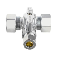 10 Pcs 5/8" OD Compr. x 5/8" OD Compr. x 3/8" OD Compr. Tee Stop Valve, 1/4 Turn (Lead Free) Plumbingsell
