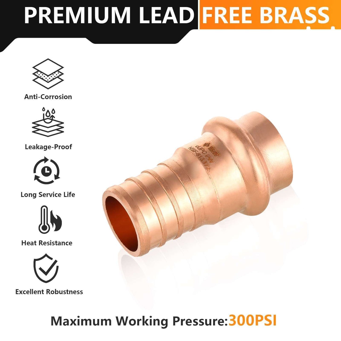 30 Pcs 3/4" Press Copper x 1/2" PEX Crimp Adapter (Lead Free)