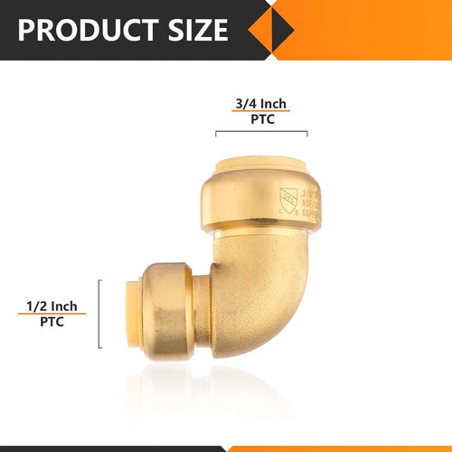 3/4" x 1/2" Push Fit Elbow