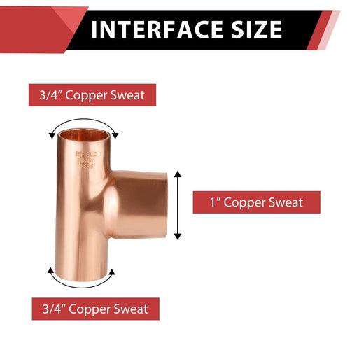 3/4" X 3/4" X 1" Copper Reducing Tee Plumbingsell