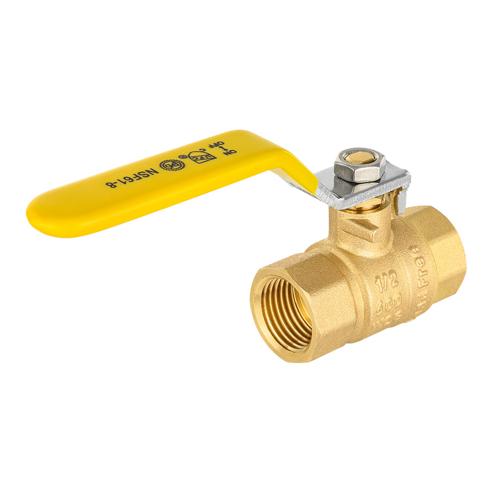 10 Pcs 1/2" FNPT Ball Valve, Yellow (Lead Free)