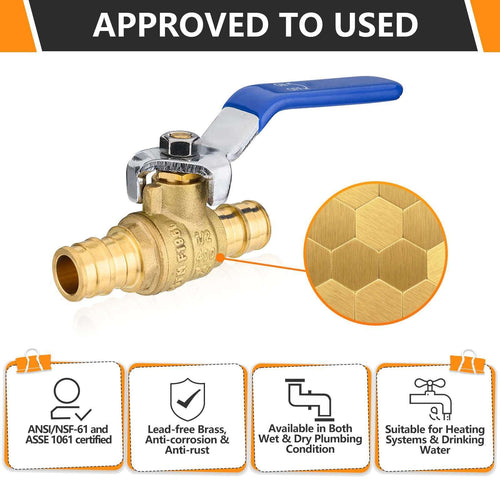 1/2" PEX Expansion Ball Valve, Blue (Lead Free) Plumbingsell