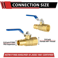 3/4" PEX-A Expansion X 3/4" FNPT Ball Valve, Blue (Lead Free) Plumbingsell