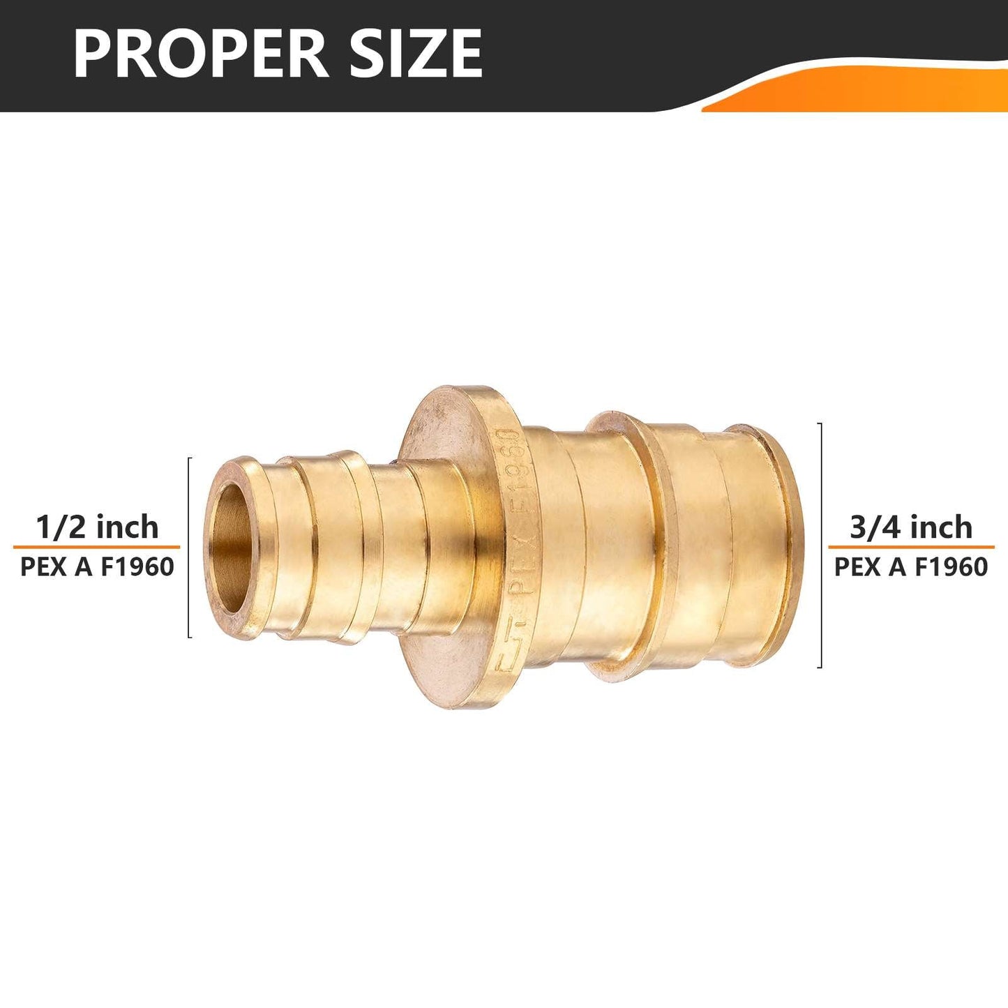 PEX A Expansion 1/2" PEX x 3/4" PEX Expansion Reducing Coupling (Lead Free)