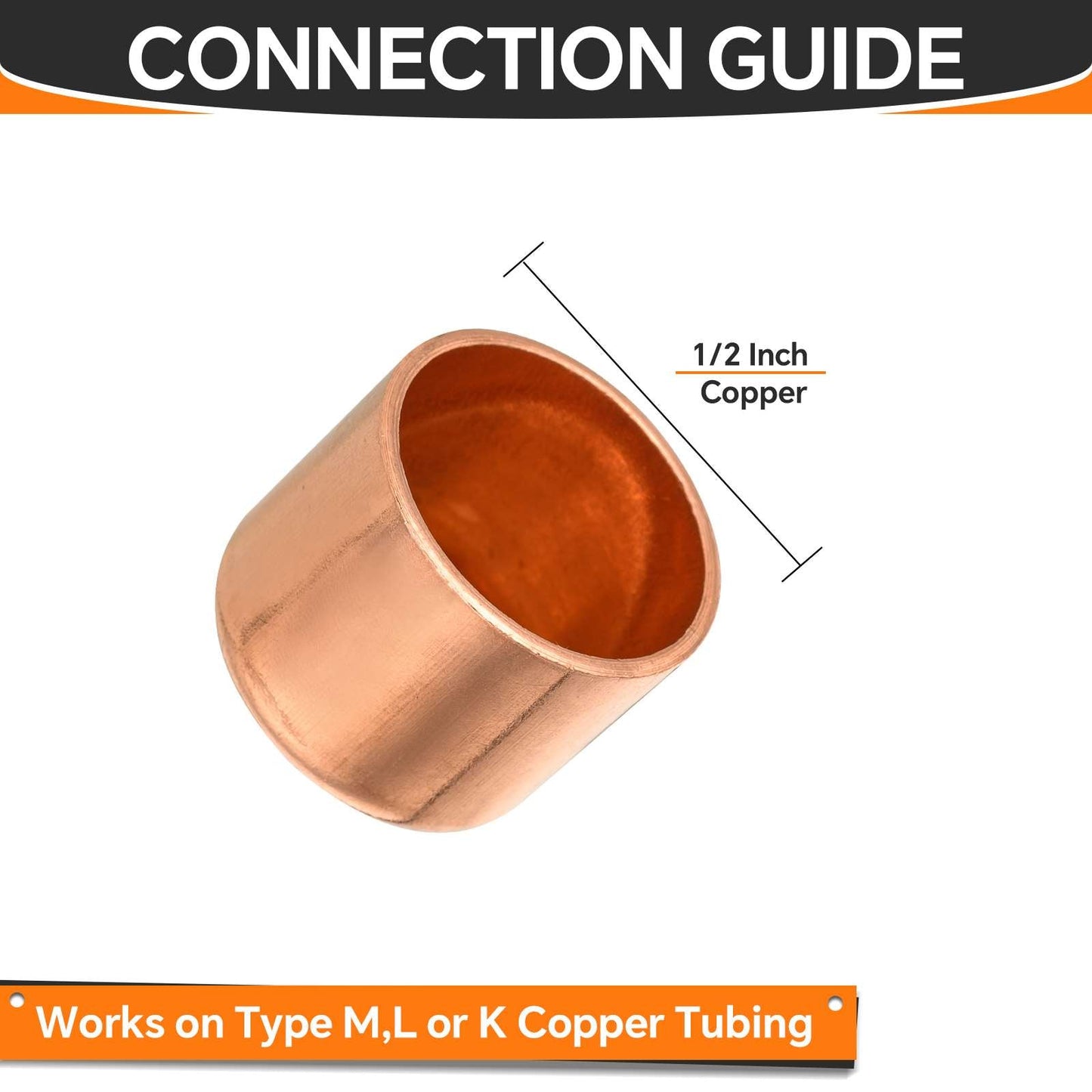 Pro 50 Pack 1/2" Solder Copper Pipe End Cap (Plug)