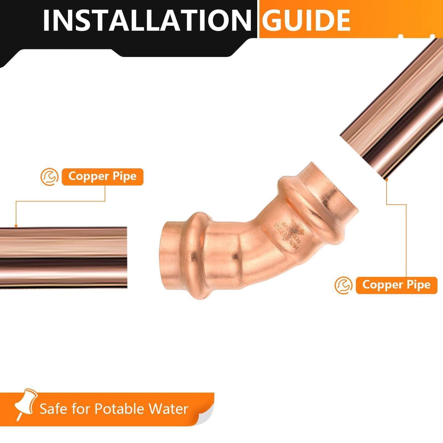 30 Pcs 1/2" Press Copper 45° Elbow (Lead Free)
