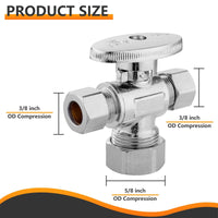 5/8" OD Compr. x 3/8" OD Compr. x 3/8" OD Compr. Dual Outlet Angle Stop Valve, 1/4 Turn (Lead Free) Plumbingsell