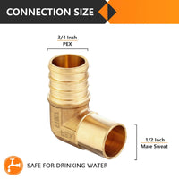 PEX-B Crimp 3/4" PEX x 1/2" Male Copper Sweat Elbow (Lead Free) Plumbingsell