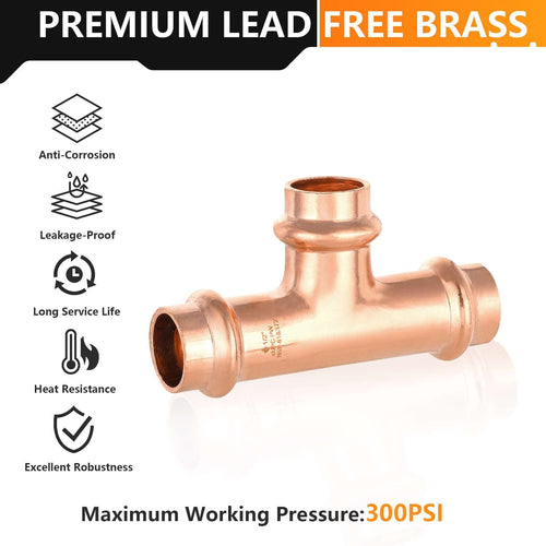 Pro 10 Pack 1/2" Press Copper Tee