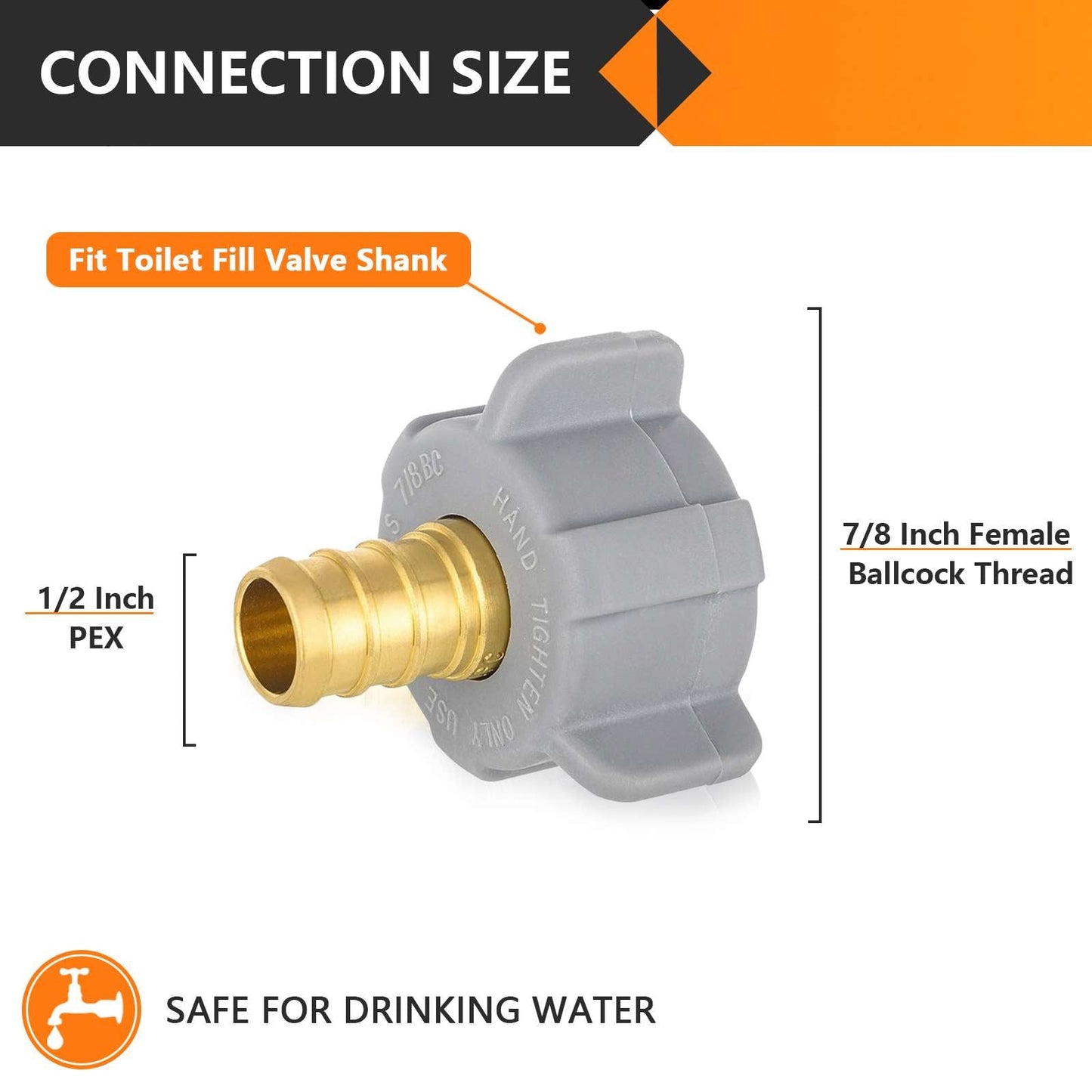 30 Pcs PEX-B Crimp 1/2" x 7/8" Female NPT Swivel Adapter (Lead Free)
