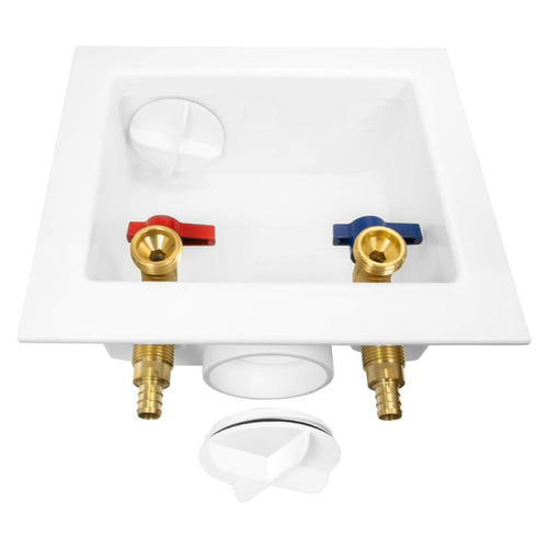 1/2" PEX Crimp (F1807) Inlet, Washing Machine Outlet Box, with Center Drain Plumbingsell