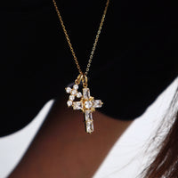 Byzantine Double Crosses Pendant Necklace
