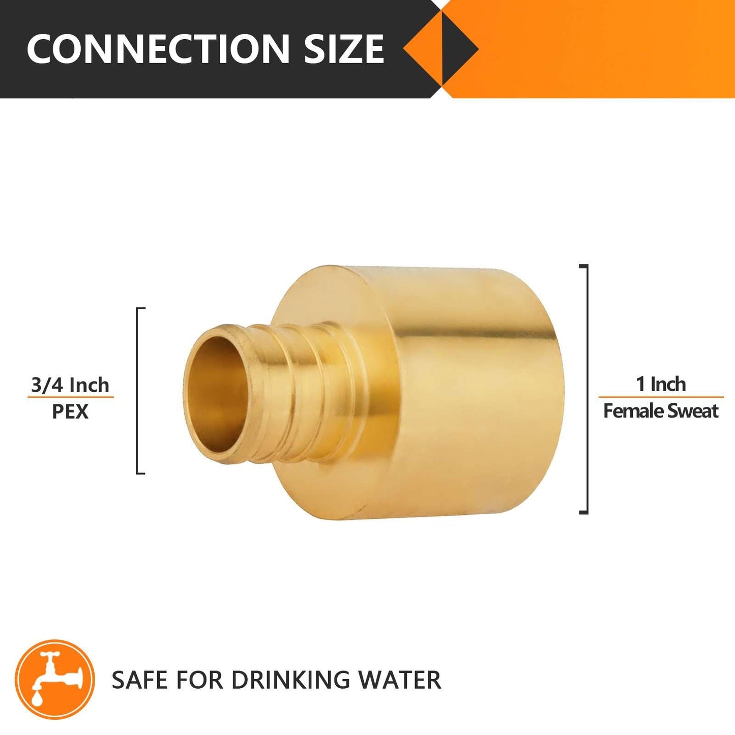 PEX-B Crimp 3/4" PEX x 1" Female Copper Sweat Sweat Coupling (Lead Free)