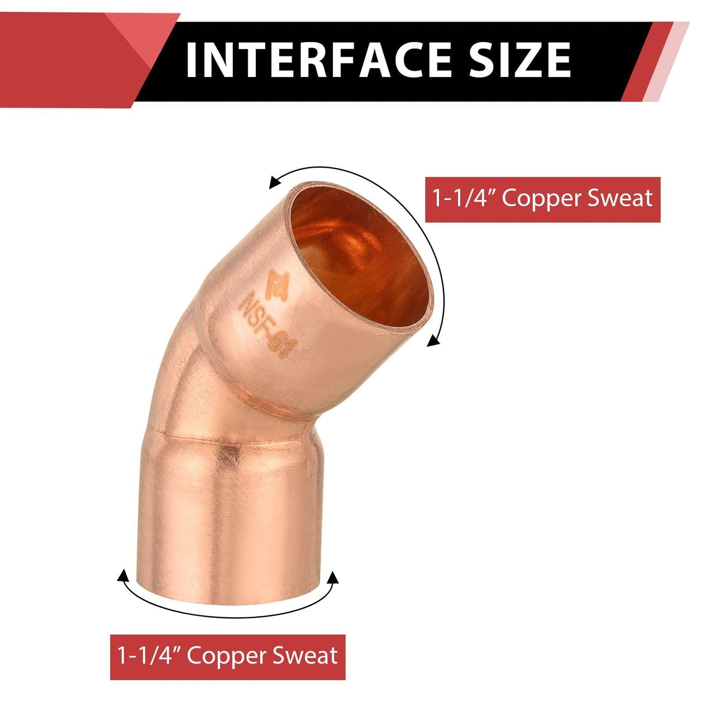 30 Pcs 1-1/4" 45º Copper Elbow at Wholesale Price