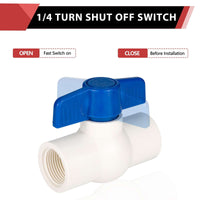 1/2" PVC Ball Valve, FPT Threaded, Sch. 40