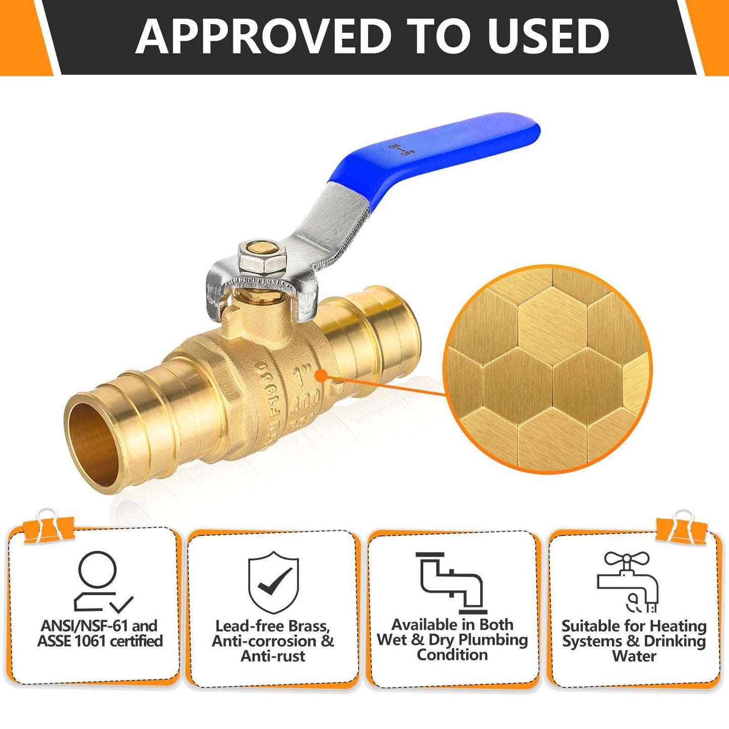 1" PEX Expansion Ball Valve, Blue (Lead Free)