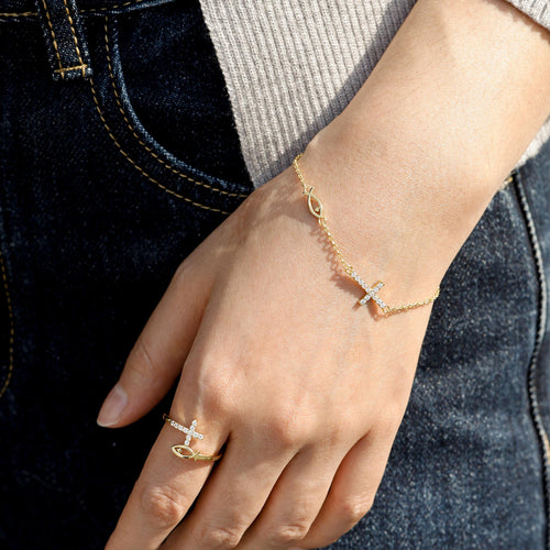 God Jesus Fish And Cross Ring vanimy