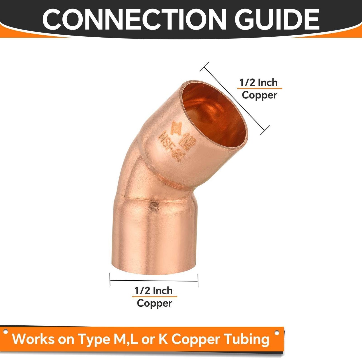 30 Pcs 1/2" 45º Copper Elbow at Wholesale Price