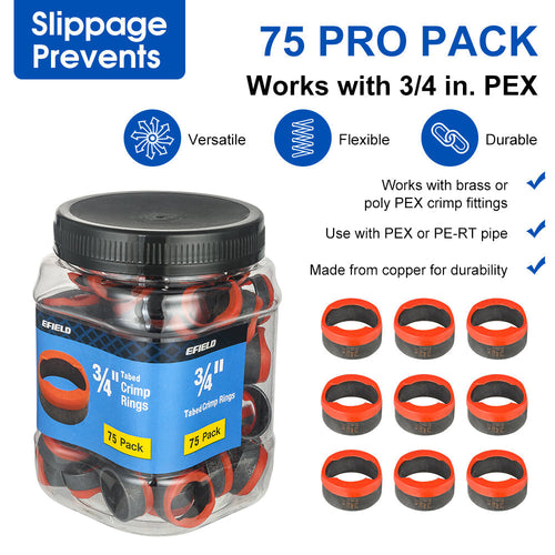 PEX Copper Rings 3/4" , w/End Stop, 75 Pro Pack Plumbingsell
