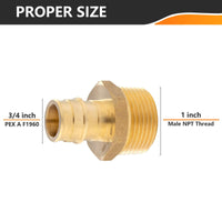PEX A Full Flow Expansion Adapter 3/4" PEX x 1" Male Threaded F1960 Adapter (Lead Free) Plumbingsell