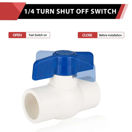 10 Pcs 1-1/4" PVC Ball Valve, Solvent Weld, Sch. 40