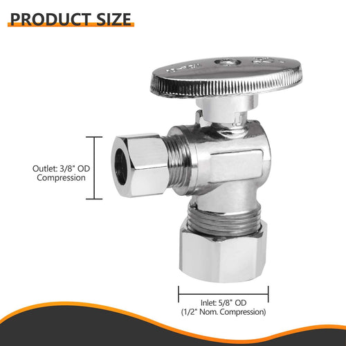 1/2" Nominal (5/8" OD) Compr. x 3/8" OD Compr. Angle Stop Valve, 1/4 Turn (Lead Free) Plumbingsell