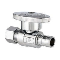 1/2" PEX Crimp x 3/8" OD Compr. Straight Stop Valve, 1/4 Turn (Lead Free) Plumbingsell
