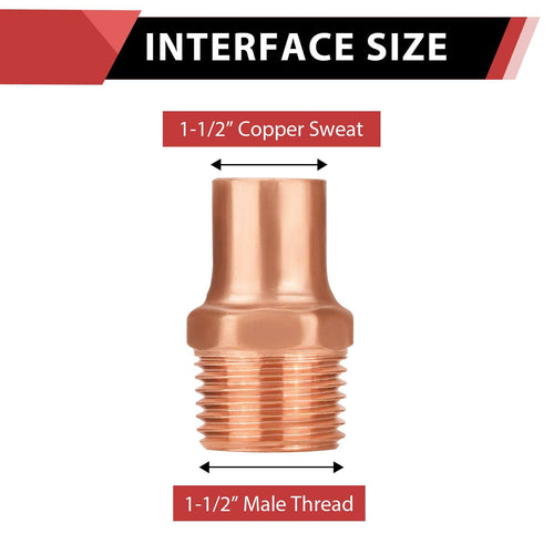 1-1/2" C X MNPT Copper Male Adapter Plumbingsell