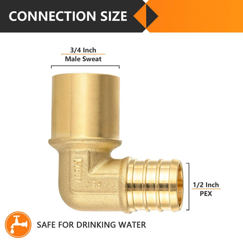 PEX-B Crimp 1/2" PEX x 3/4" Male Copper Sweat Elbow (Lead Free) Plumbingsell