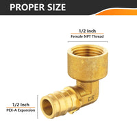 30 Pcs PEX A Expansion 1/2" PEX x 1/2" Female Elbow Wholesale Plumbingsell