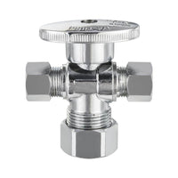 10 Pcs 5/8" OD Compr. x 3/8" OD Compr. x 3/8" OD Compr. Dual Outlet Angle Stop Valve, 1/4 Turn (Lead Free) Plumbingsell