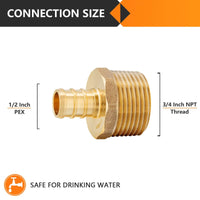 PEX-B Crimp 1/2" PEX x 3/4" Male Threaded Adapter (Lead Free) Plumbingsell