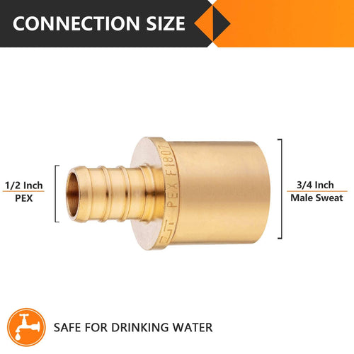 PEX-B Crimp 1/2" PEX x 3/4" Male Copper Sweat Adapter (Lead Free) Plumbingsell